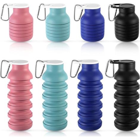 4 botellas de agua portátiles plegables de 20 oz,de silicona,a prueba de fugas y expandibles,ideales para el gimnasio (1/4)
