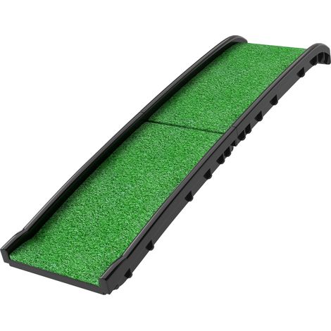 Rampe pour chien avec gazon artificiel pliable 155 cm angle ajustable vert (1/5)