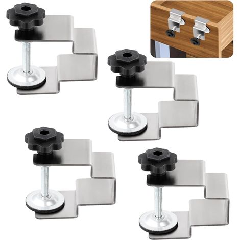 Paquete de 4 clips de montaje frontal para cajón, clips universales para gabinetes, clips auxiliares para gabinetes con marco arqueado. (1/4)