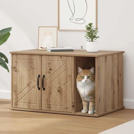Maison pour chat, en chêne massif, 85 x 55 x 50 cm