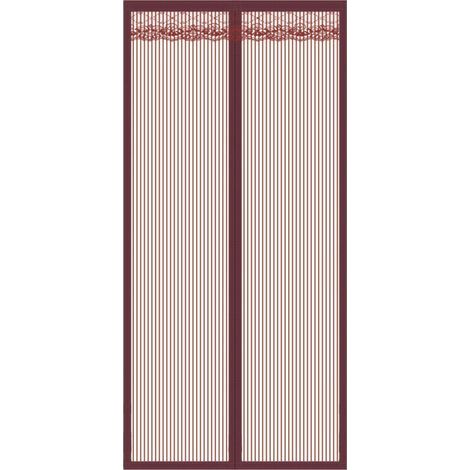 Moustiquaire de porte magnétique sans perçage, rideau antimoustique avec fermeture aimantée pour balcon, cave et terrasse – dimensions : 120 × 220 cm – couleur café rayé (1/4)