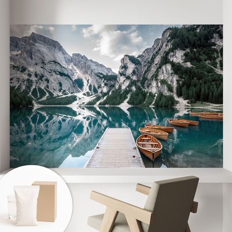 Papier peint intissé mural avec colle pour salon et chambre Décoration murale rapide - Colle incluse gratuite Panorama montagneux 104x70 cm (1/5)