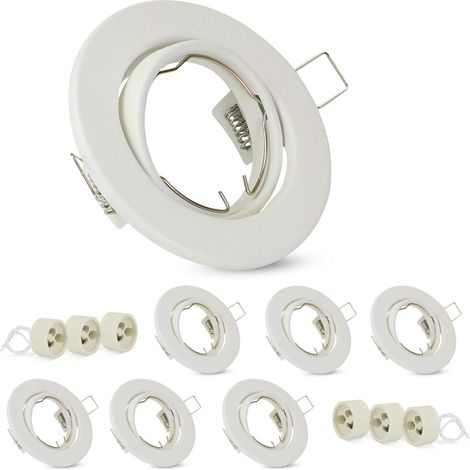 GBLY set di cornici per faretti da incasso GU10 da 6 pezzi - bianca, attacchi 230V con foro alla base diametro 50mm, faretti da incasso rotondi in metallo, spot orientabile 30°