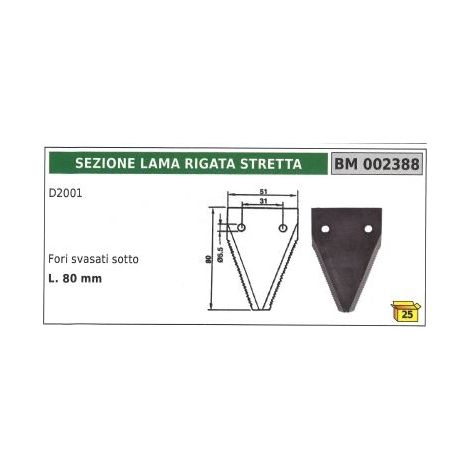 Sezione lama rigata stretta per motofalciatrice D2001