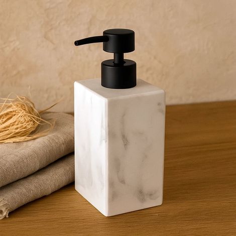 Exagonshop Dispenser sapone marmorizzato bianco Marmo