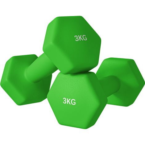 Set 2 Manubri 3 kg Esagonali Antiscivolo Metallo Plastica 18x8x8 cm (1/5)
