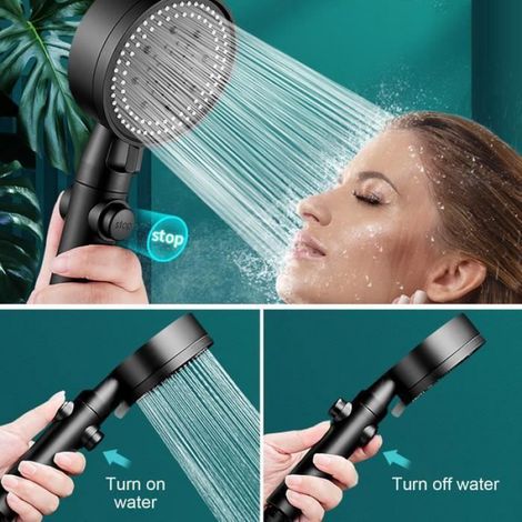 Pommeau De Douche - 5 Modes - Flexible 1,5 M - Haute Pression - Économie D'eau (1/4)