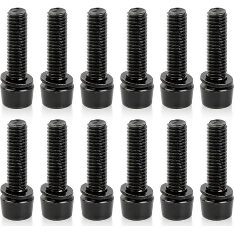 Confezione da 12 viti a testa conica M5 x 18 mm per attacchi manubrio (nere) (1/5)