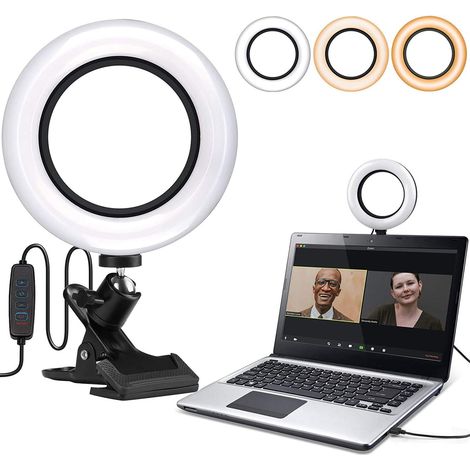 Anneau Lumineux avec Clip,6" Ring Lights éclairage de Vidéoconférence,Lampe de Maquillage LED à intensité Variable pour Travail à Distance,Vidéo en Direct,l'enseignement à Distancek (1/5)