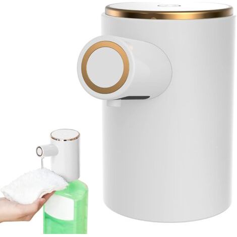 BUNTHAUS Distributeur de Savon Automatique avec Capteur Infrarouge,Chargement USB Distributeur Savon Liquide, Étache IPX4 Distributeur Savon Mousse pour Salle de Bain, Cuisine, Hôtel (Blanc) (1/5)