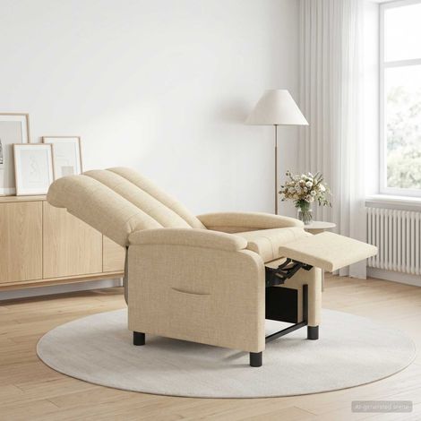 vidaXL Recliner Crema Tela (1/5)
