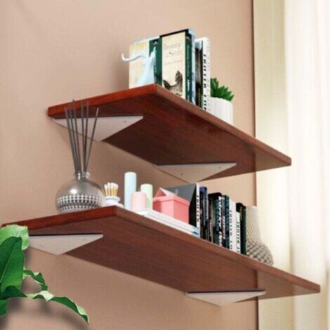 NALOOKAMIC 4 Pièces Supports à Tablettes Flottantes Support D'étagère en Triangle en Métal Flottant Equerre Etagere Mural Dissimulés Avec vis pour Déco Salon, Chambre, Salle de Bain - Blanc