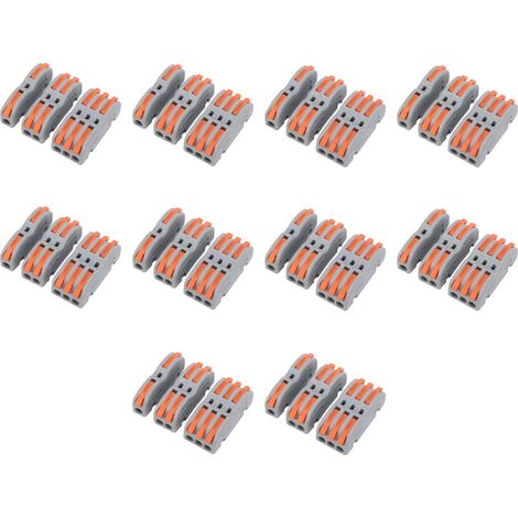 30 Connecteurs Rapides à Bornes, Raccord Electrique à Poussoir, Lot de 30 Pièces, Répartiteur de Câbles SPL-P1/P2/P3 (1/5)