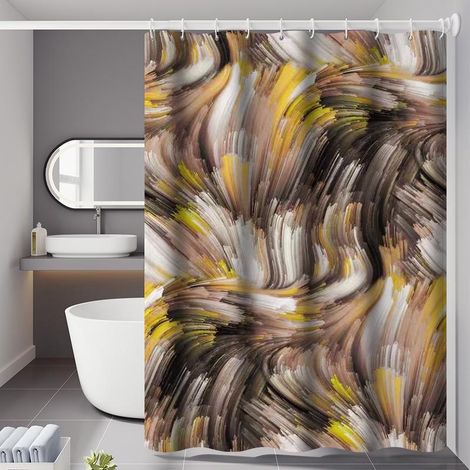 Rideau de Douche 180x200cm avec 12 Crochets, Imperméable et Sèche Rapidement, Tissu Polyester Lavable en Machine, Voilage de Salle de Bains (1/5)