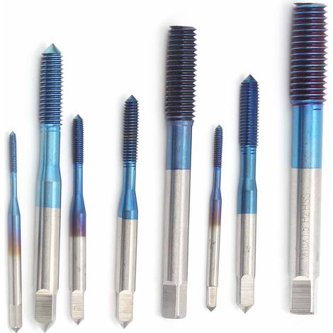 8Pcs Tarauds Machine Bleus Métriques M2 M2.5 M3 M4 M5 M6 M8 M10 Forets Filetés (1/5)
