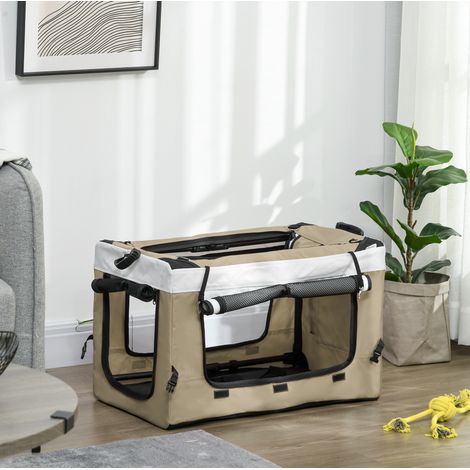 Passeggino pieghevole per cani e gatti con trasportino removibile 81x58x97,5 cm kaki OKWISH (1/5)