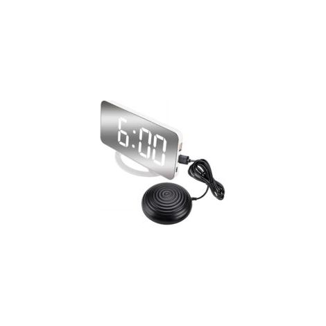Réveil vibrant puissant pour adultes sourds et gros dormeurs, horloge numérique miroir avec vibreur de lit F (1/3)