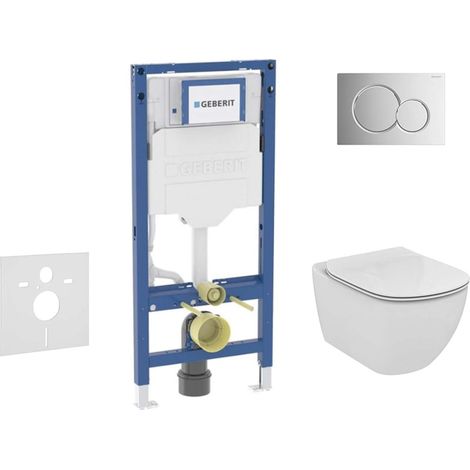 Geberit Duofix - Conjunto de módulo de instalación empotrada, inodoro Tesi y asiento softclose, pulsador Sigma01, cromo brillante SANI11CD1133 (1/5)
