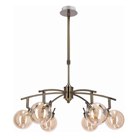 Lustre loft patiné 6xG9 verre ambré Candellux Lentini