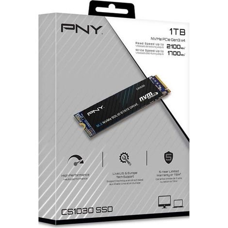 SSD PNY CS1030 M.2 NVMe 1TB – Vitesse de lecture jusqu'à 2000 Mo/s – Idéal pour gaming et applications lourdes (1/2)
