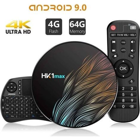 HK1MAX Smart Tv Box Android 9.0 4Go + 64Go 2.4G-5G Wifi BT4,0 RK3318 Quad Core 4K Hk1 Max Décodeur Netflix Media Player (1/4)