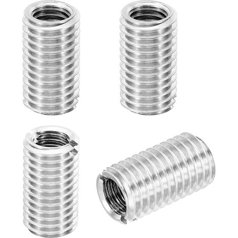 Insert Fileté Manchon Réducteur d'Écrou, 4 Pcs M14xM10x25mm Mâle à Femelle Adaptateur de Filetage de Réparation Vis Réducteur Conversion en Acier Inoxydable, Ton Argenté (1/5)