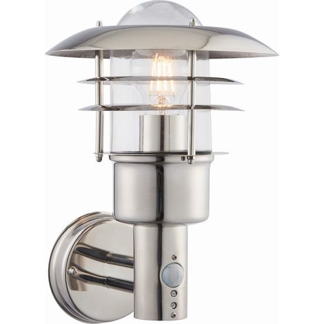 Endon Dexter - 1 lumière murale extérieure en acier inoxydable poli, verre IP44, E27