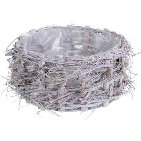 Cesto de mimbre redondo gris 28x28x12h cm (1/5)