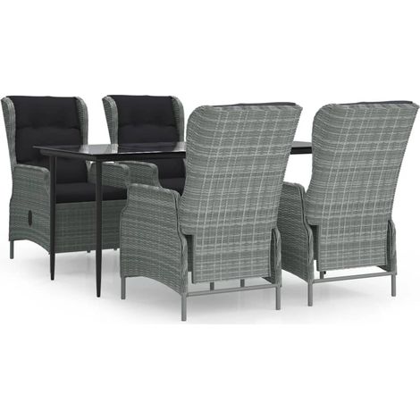 Maison Exclusive - 5-tlg. Garten-Essgruppe Hellgrau Poly Rattan (1/5)