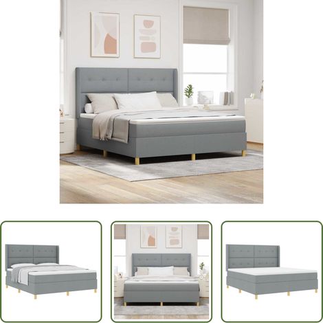 Lit moderne -  Lit à ressorts avec matelas Gris clair 180 x 200 cm tissu (1/5)