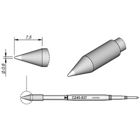 JBC Tools C245937 Punta di saldatura Forma tonda, dritta Dimensione punta 0.6 mm Contenuto 1 pz. (1/3)