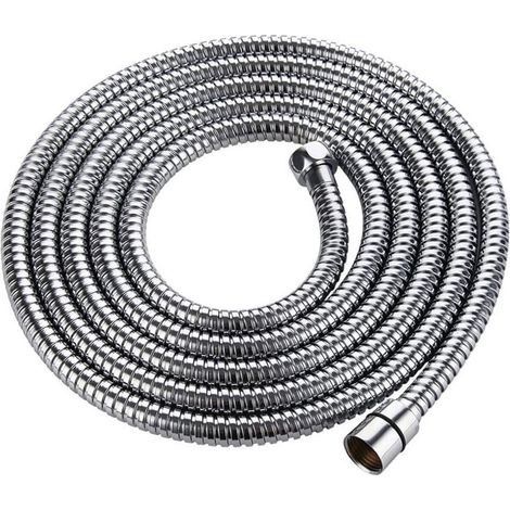 Manguera de ducha de 3 m con doble protección anti-torsión. Manguera de ducha de alta calidad. Tubo de acero inoxidable. Extremadamente flexible. Anti-torsión. Cromo de 1/2 pulgada. (1/5)