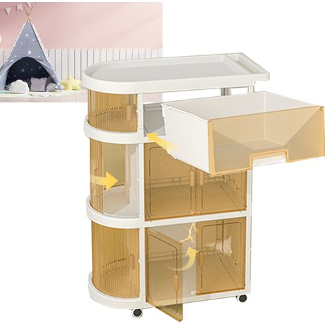 Chariot à couches pliable à 4 niveaux, rangement pour bébé, armoire à accessoires pour nouveau-né, blanc (1/5)