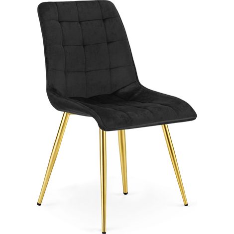 Chaise - leobert - split - velours noirpieds dores 211770205