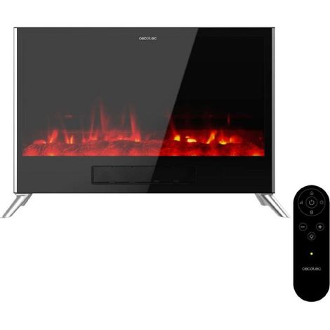 Cecotec Chimenea Eléctrica con Mando ReadyWarm 7500 3in1 Total Flames. 1500W, 2 Modos, Termostato, Efecto Llama, Temporizador