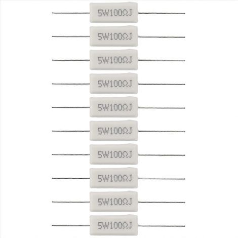 10 résistances bobinées en céramique cimentée 100 ohms 5 W 5 % (1/5)