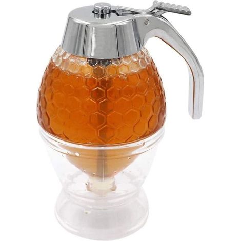 Distributeur de miel portable, pot à miel en acrylique en forme de rayon, contenant pour service de miel et sirop (1/5)