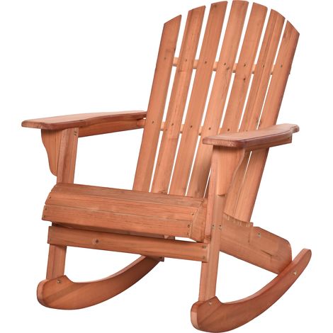 Fauteuil Adirondack en bois teck imperméable, fauteuil à bascule jardin extérieur 77x94x97cm (1/5)