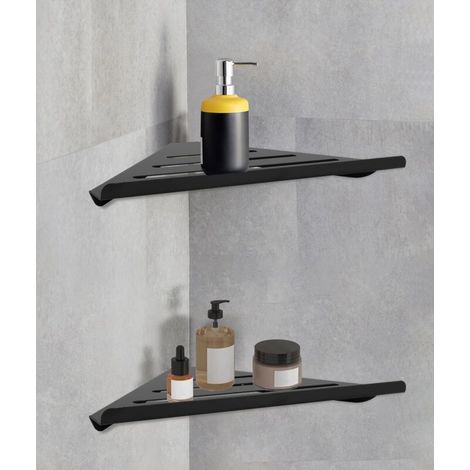 Ej.Life – Set di 2 mensole angolari per doccia in acciaio inox 304 – Dimensioni 190x190x300mm – Drenaggio efficiente per bagno e cucina -Crezuo