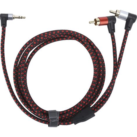 Câble audio 3.5mm mâle vers 2 RCA mâle 90°, ABS, 2 mètres pour enceintes DVD et microphone stéréo (1/5)