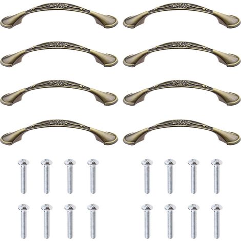 Set aus 8 Vintage-Schubladengriffen mit 16 Schrauben, aus Zinklegierung, für Schränke, Bücherregale und Nachttische – Antikbronze – 128 mm