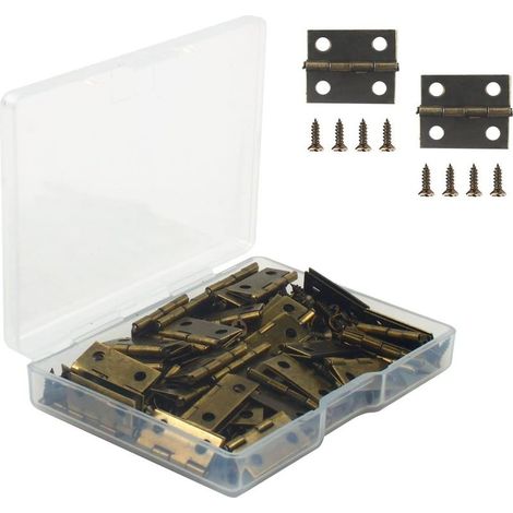 Mini Retro Hinges, 50 Pieces Miniature Hinge Stainless Steel Durable and Sturdy Small Hinges with Screws for Box Jewelry Chest Cabinet Drawers Pianos 18 15MM (1/5)