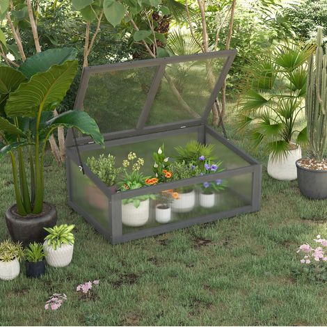 Mini serra da giardino in legno 100x65x40 cm OKMYHOME (1/4)