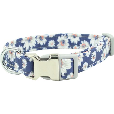 Ensemble Collier Et Laisse Pour Chien - Motif Floral En Polyester - Avec Boucle Rapide Et Anneau D - Pour Promenade Et Dressage - Taille S (1/5)