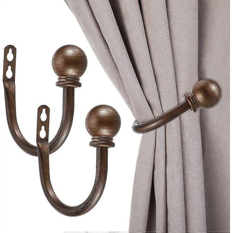 Sumnacon Lot de 2 embrasses décoratives pour rideaux, fixation murale en alliage d'aluminium, pour chambre, salon ou bureau. Vis incluses. (1/5)