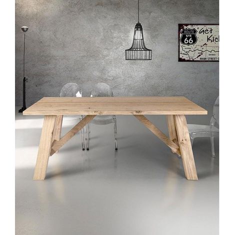 Tavolo in legno di design Fisso Naturale Dimensione Tavoli: 160 x 90 (1/2)