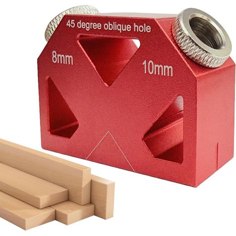 Gabarit de Guide pour Perçage Anglé Accessoire à 45° pour Perçage sur Bois Positionneur de Trous Inclinés pour Travail du Bois Charpente Meuble Terrasse Aménagement Domestique Escalier Main Cour (1/5)
