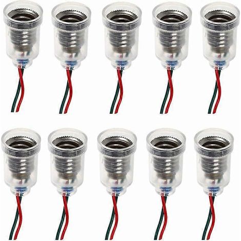 Lot de 10 douilles à vis E10 pour petites ampoules LED avec fil de connexion, pour circuits expérimentaux et accessoires de test électrique domestique. (1/5)