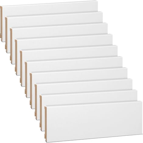 Plinthe en bois massif de pin laqué blanc RAL 9016, 24 m, 16 × 95 mm
