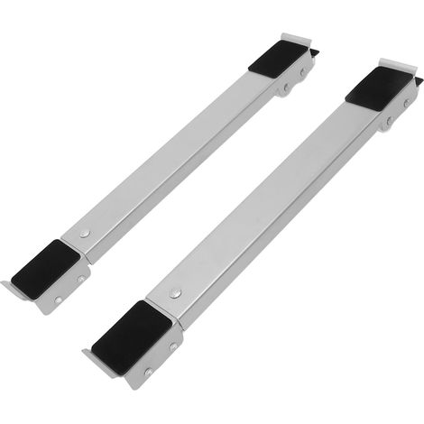 Support de poulie universel pour appareils électroménagers, supportant une charge de 300 kg, avec base à rouleaux rétractables et levier pour machine à laver (argenté). (1/5)